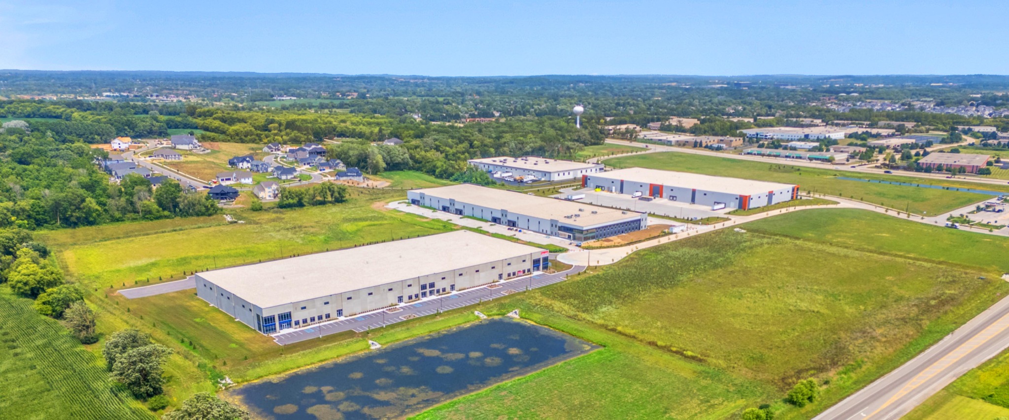 Modern industrial facility exterior at Highlands Business Park