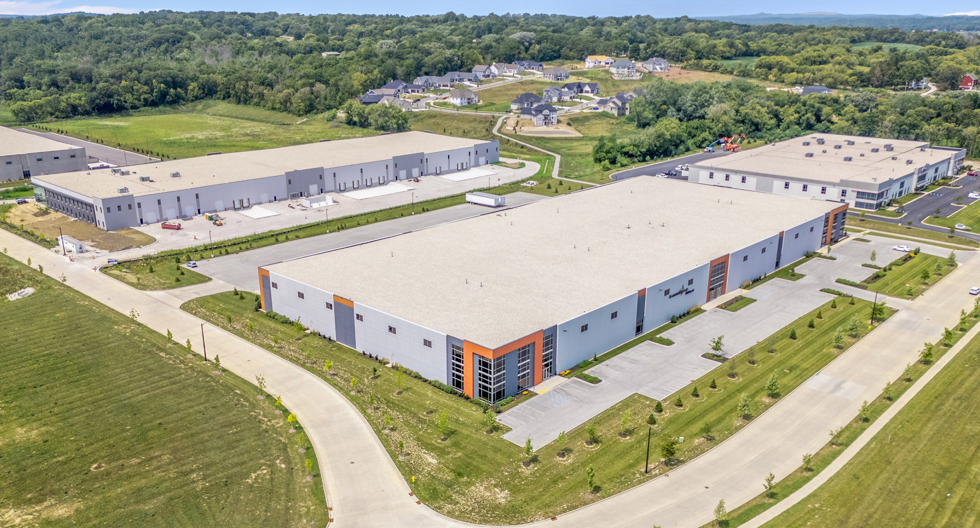 Aerial of Highlands Business Park buildings and circulation